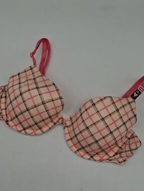 Victoria's Secret Happy Plaid Sexy Tee Lightly Lined Demi Bra Pink 34C